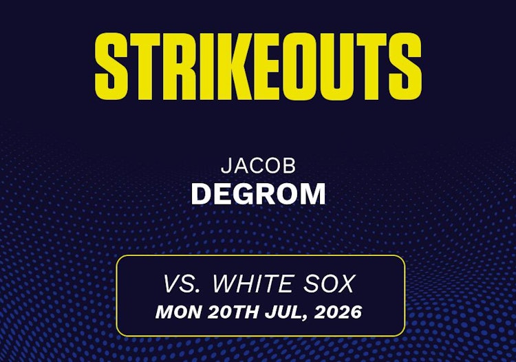 Jacob deGrom projected stats for Monday, July 20, 2026.