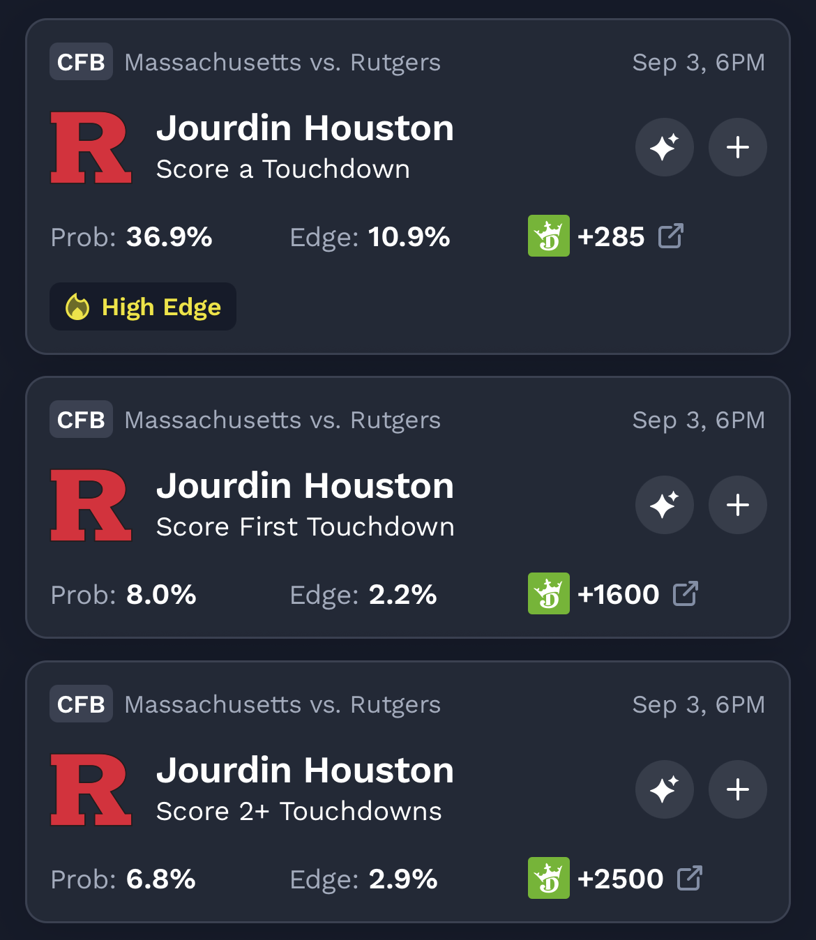 Jourdin Houston college football props