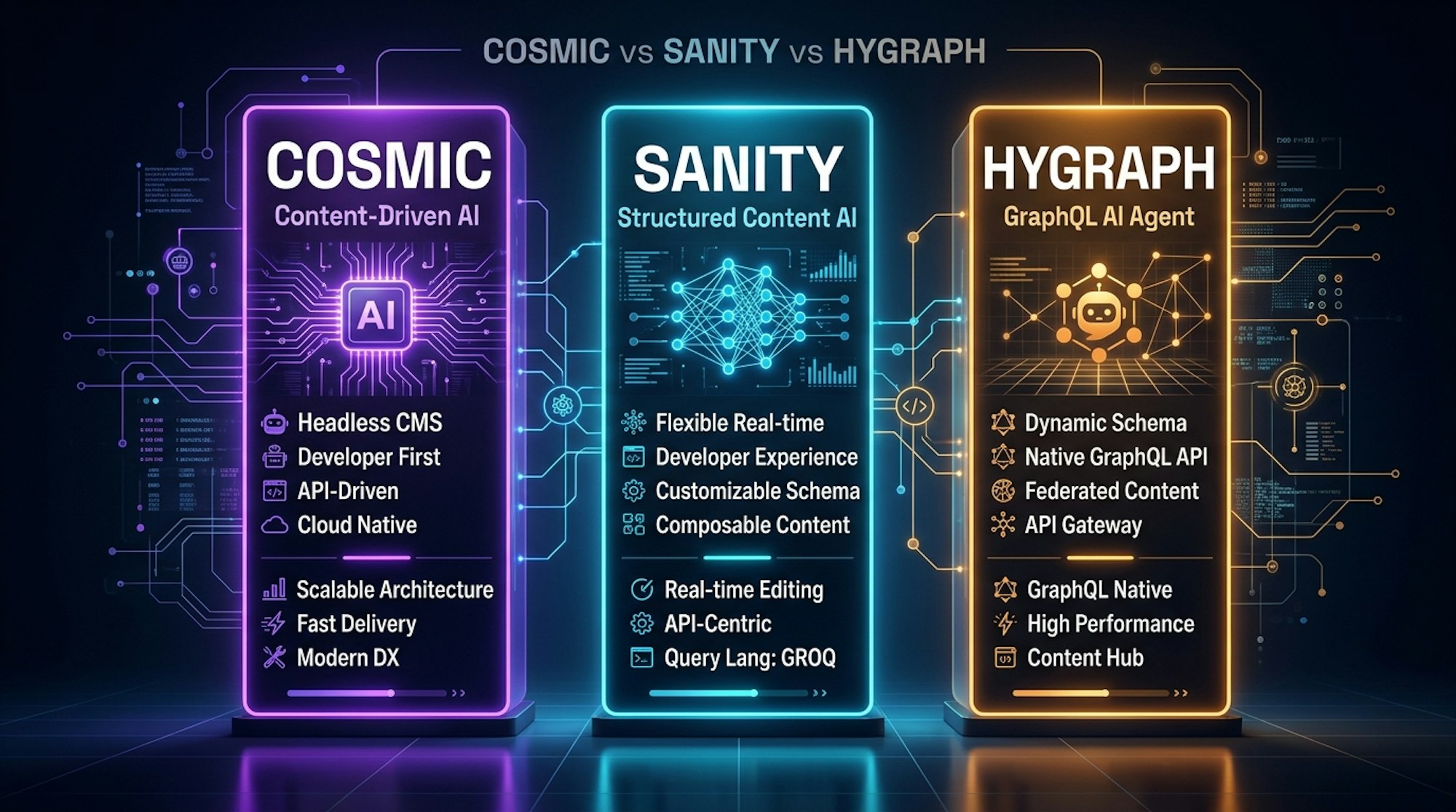 Cosmic Agents vs Sanity Agent Context vs Hygraph AI: A Real Comparison - cover image