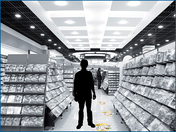 adhésifs de sol pour signaler une offre