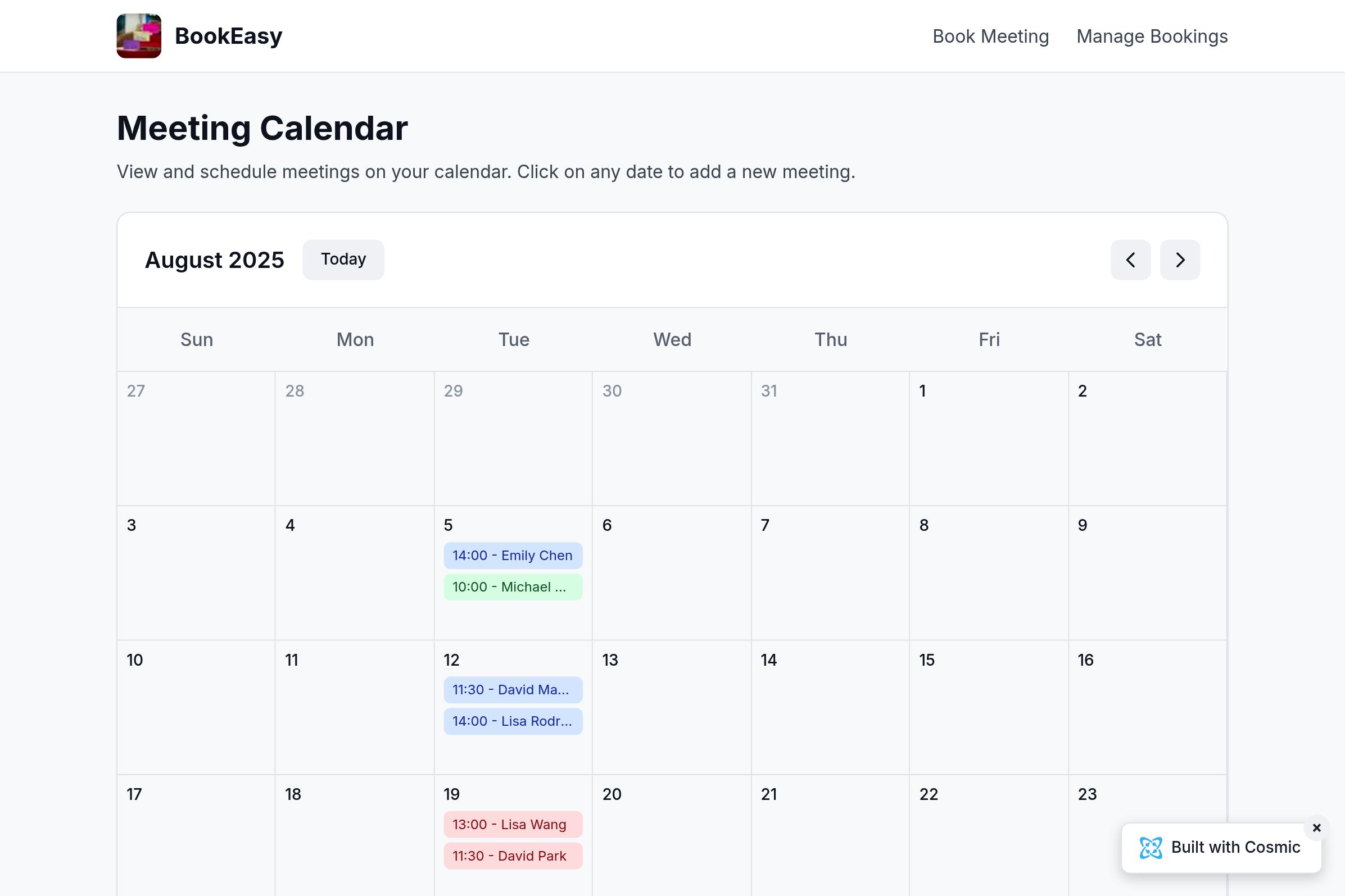 Screenshot of Calendly Clone
