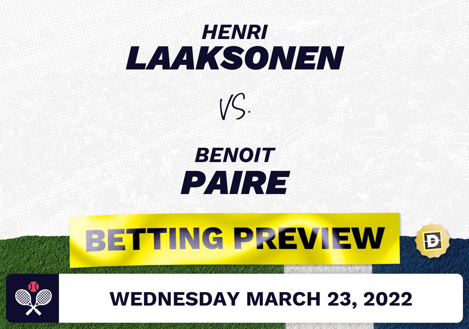 Henri Laaksonen vs. Benoit Paire Predictions - Mar 23, 2022