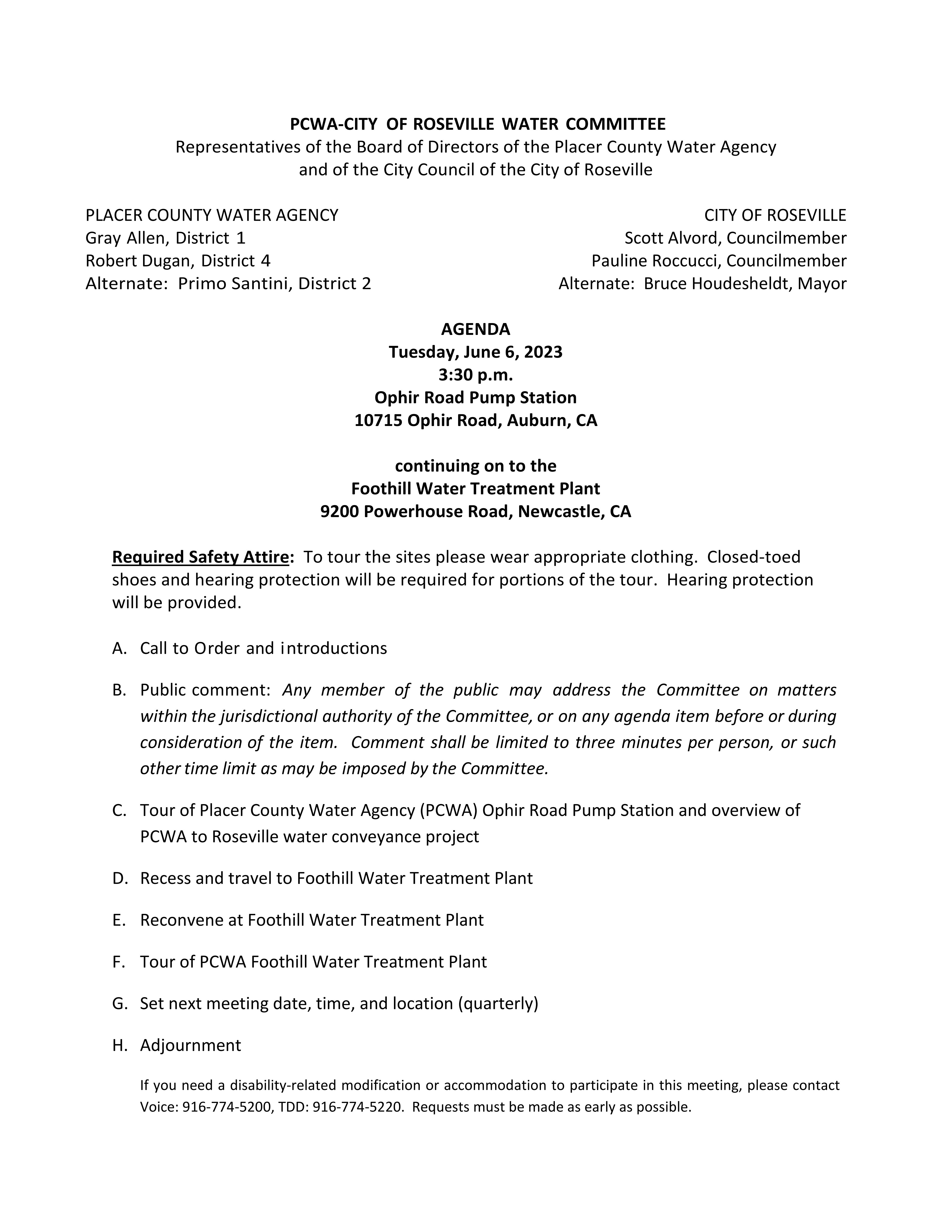 Thumbnail and link for PCWA - City of Roseville Water Committee
