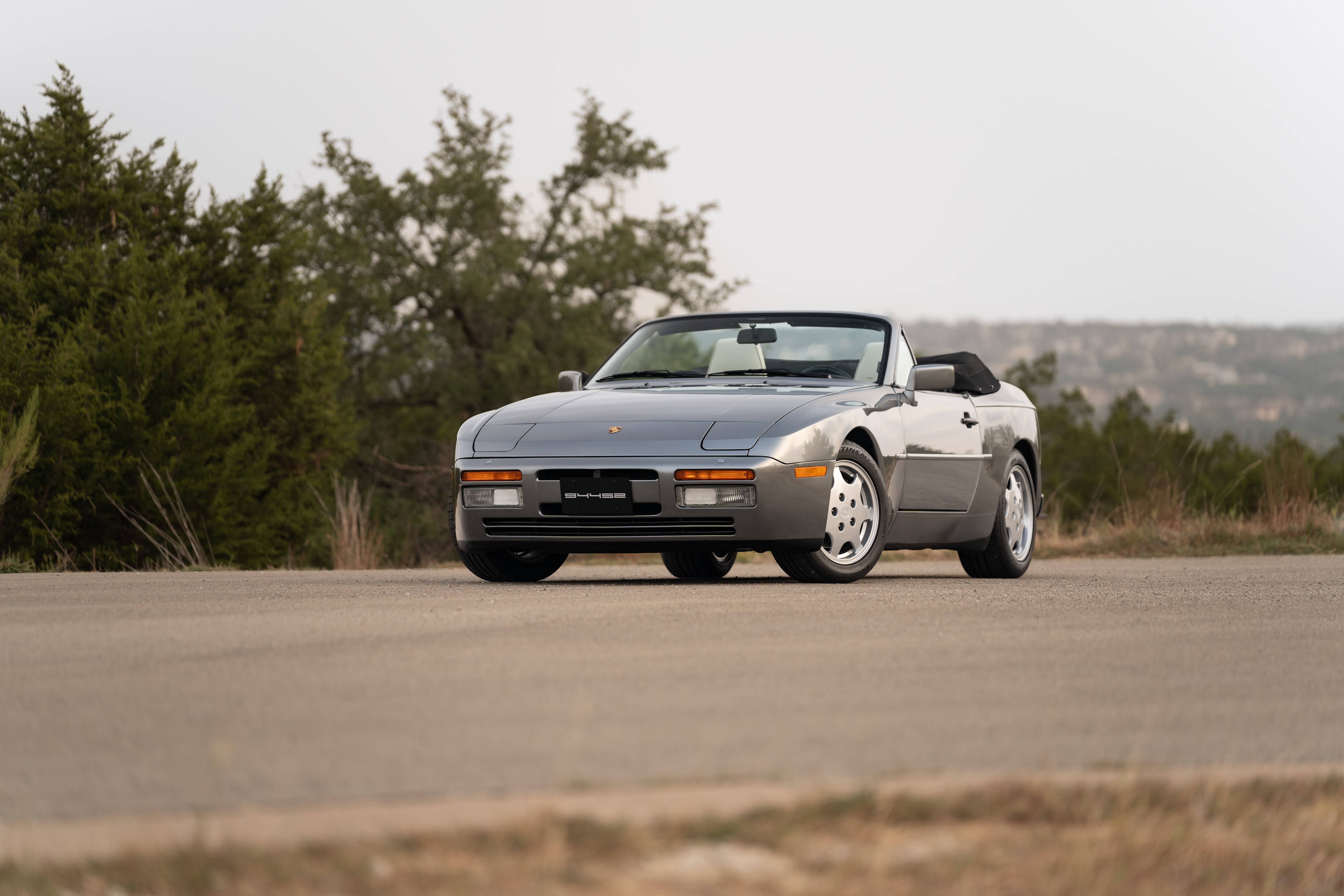 Titanium Metallic 1990 Porsche 944 S2 Cabriolet 5-Speed shot in Austin, TX.