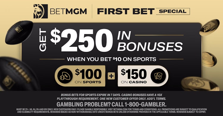 BetMGM offer unlocks $250 in bonuses for MI, PA, NJ and WV residents.