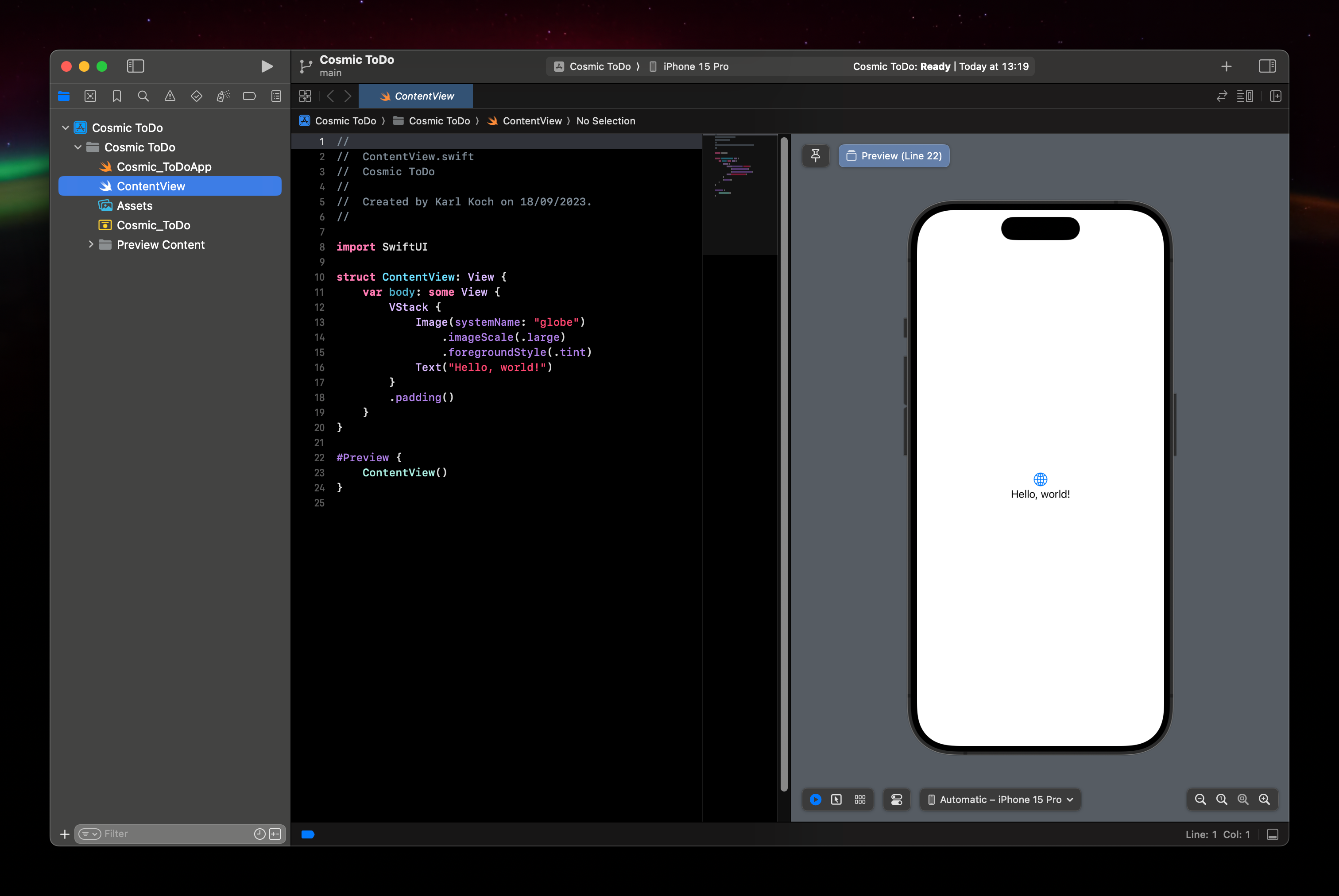 Xcode initial view