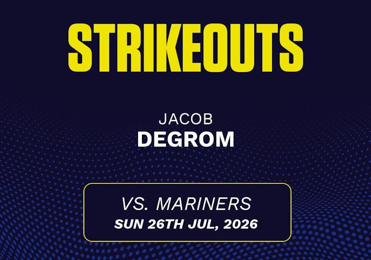 Jacob deGrom projected stats for Sunday, July 26, 2026.