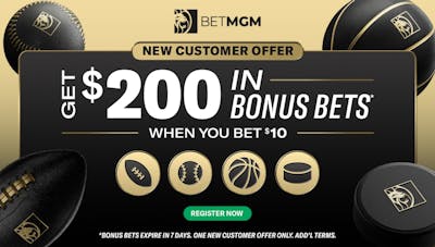 NEW: BetMGM bonus code: “Bet $10, Get $200 in Bonus Bets” for AZ, CO, DC, MA, MD, NC, and VA Residents