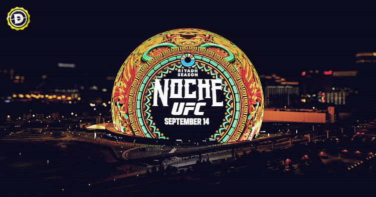 The illuminated Sphere in Las Vegas showcasing the Noche UFC event on September 14.