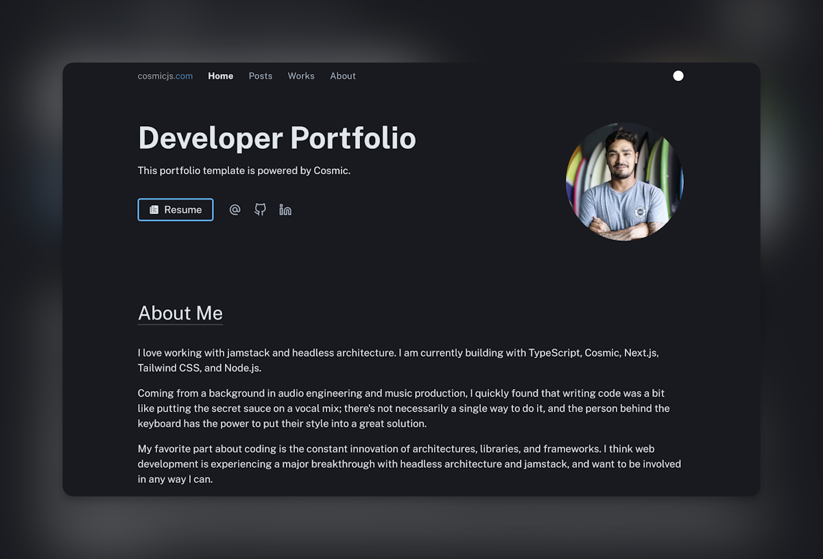 Creating a Developer Portfolio with Next.js and Cosmic | Cosmic