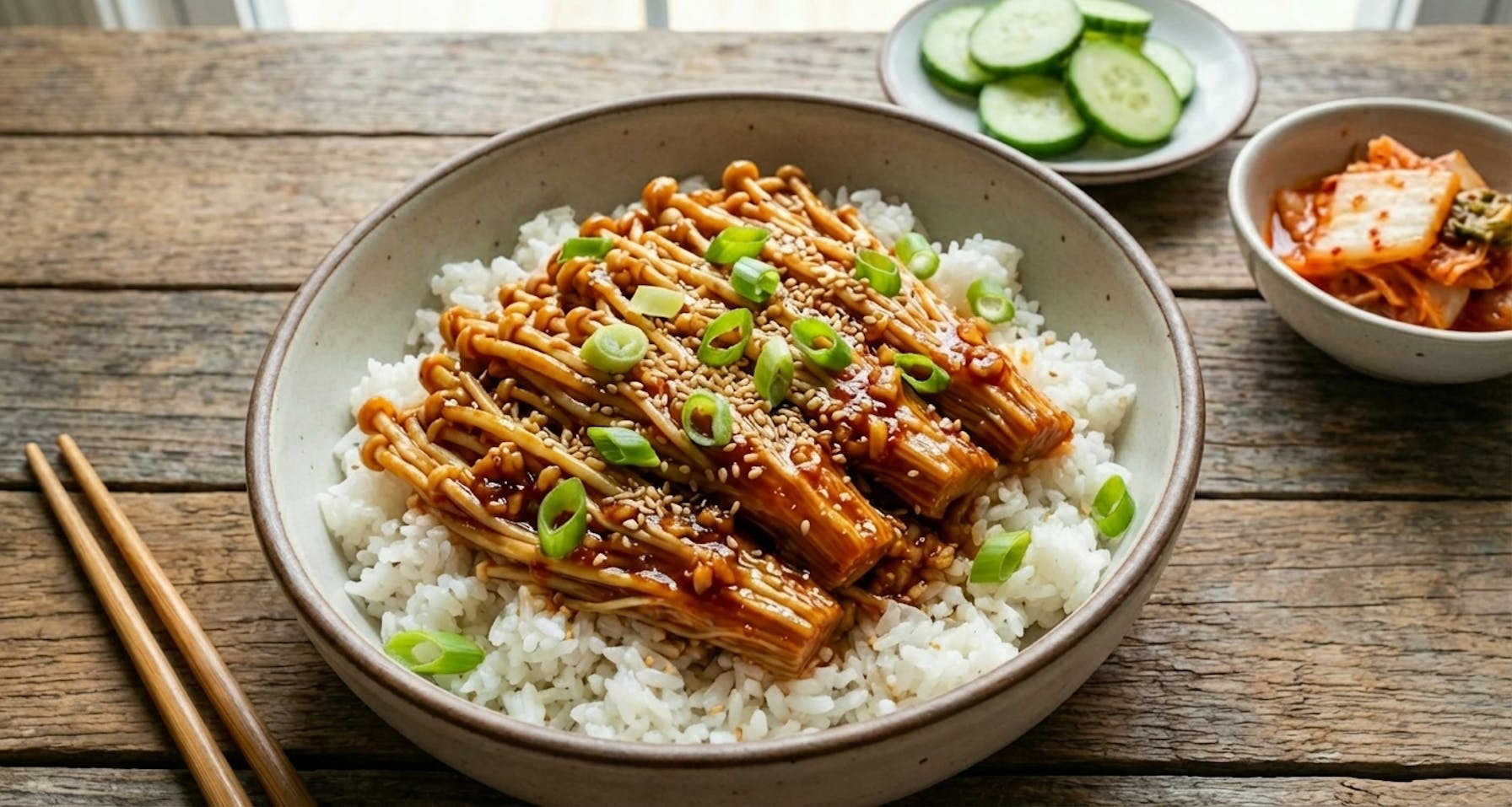 Spicy Garlic Enoki Mushrooms