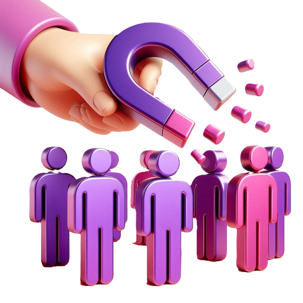 Icone 3d pour decrire l'idée d'attirer des clients