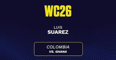 Luis Suarez' predicted stats vs. Ghana, including anytime goal projection