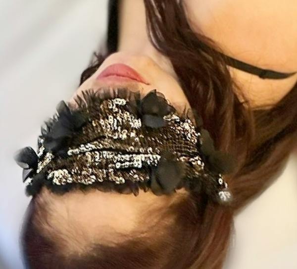 Gold and Black Sequins blindfold, adjustable eye mask