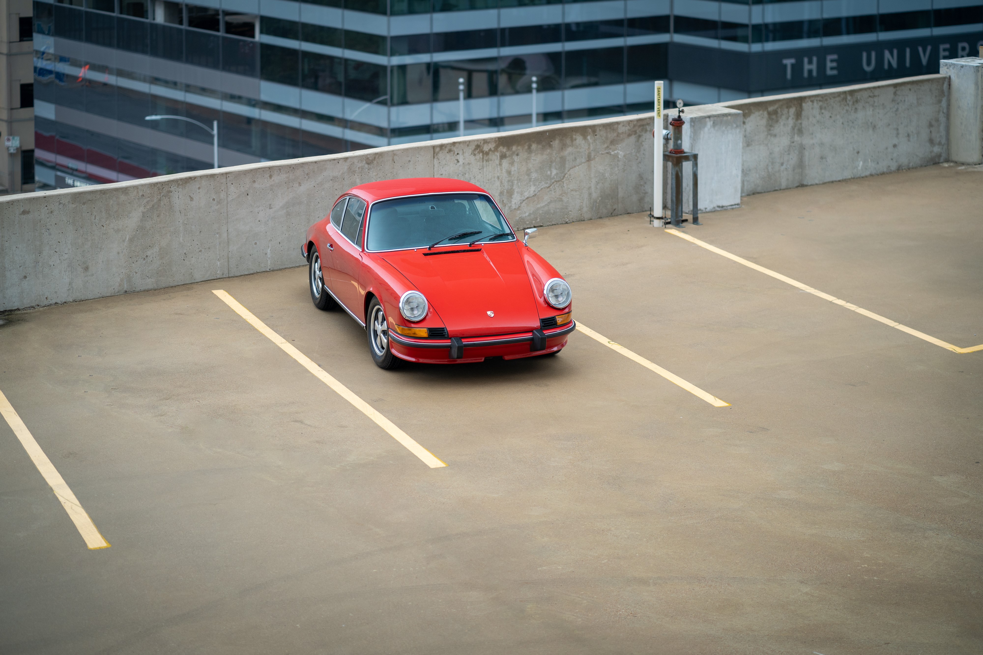 1973 911S in a parking garage in Austin, TX.