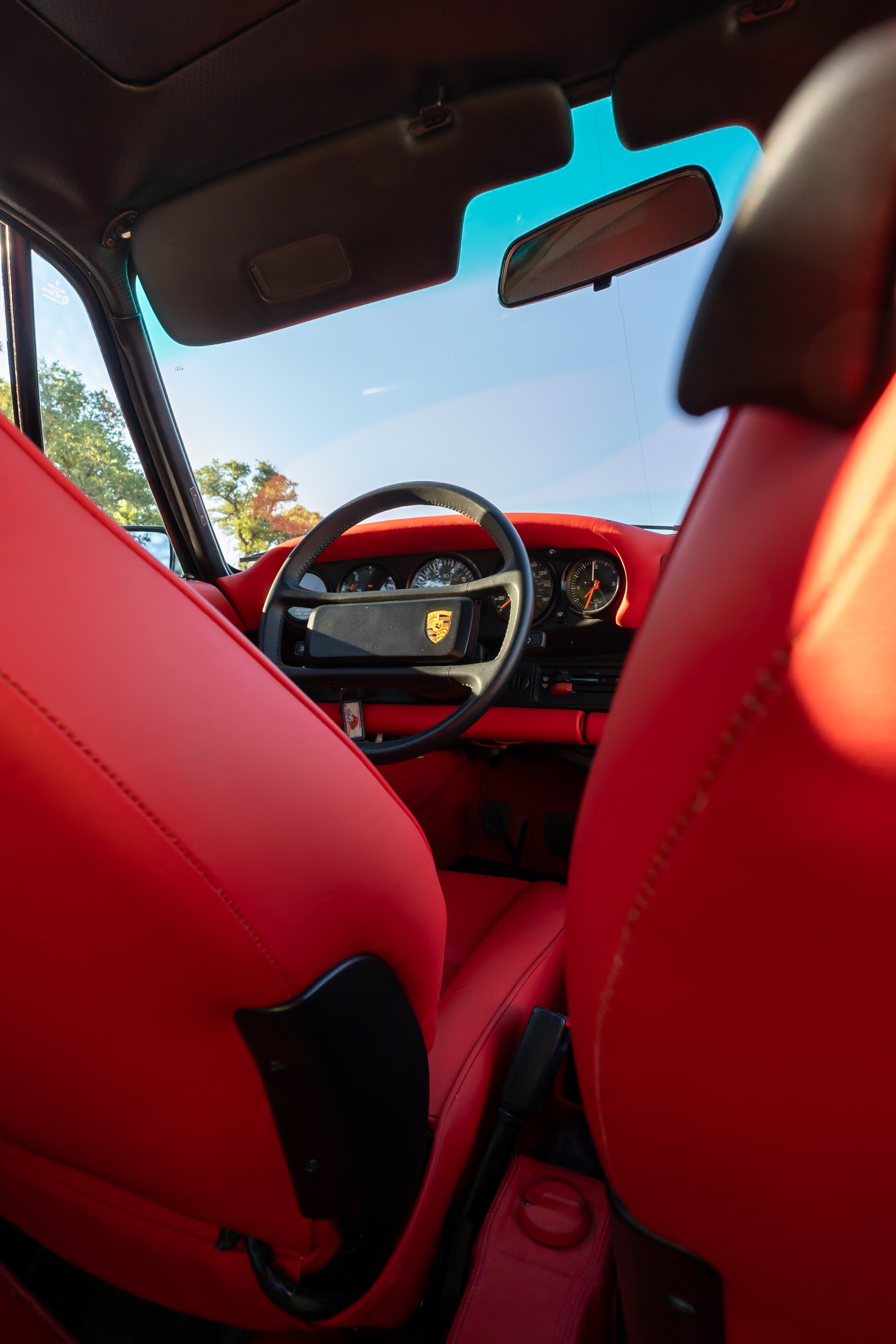 Red interior on a 1989 Porsche 911 Turbo M505 Slant Nose.