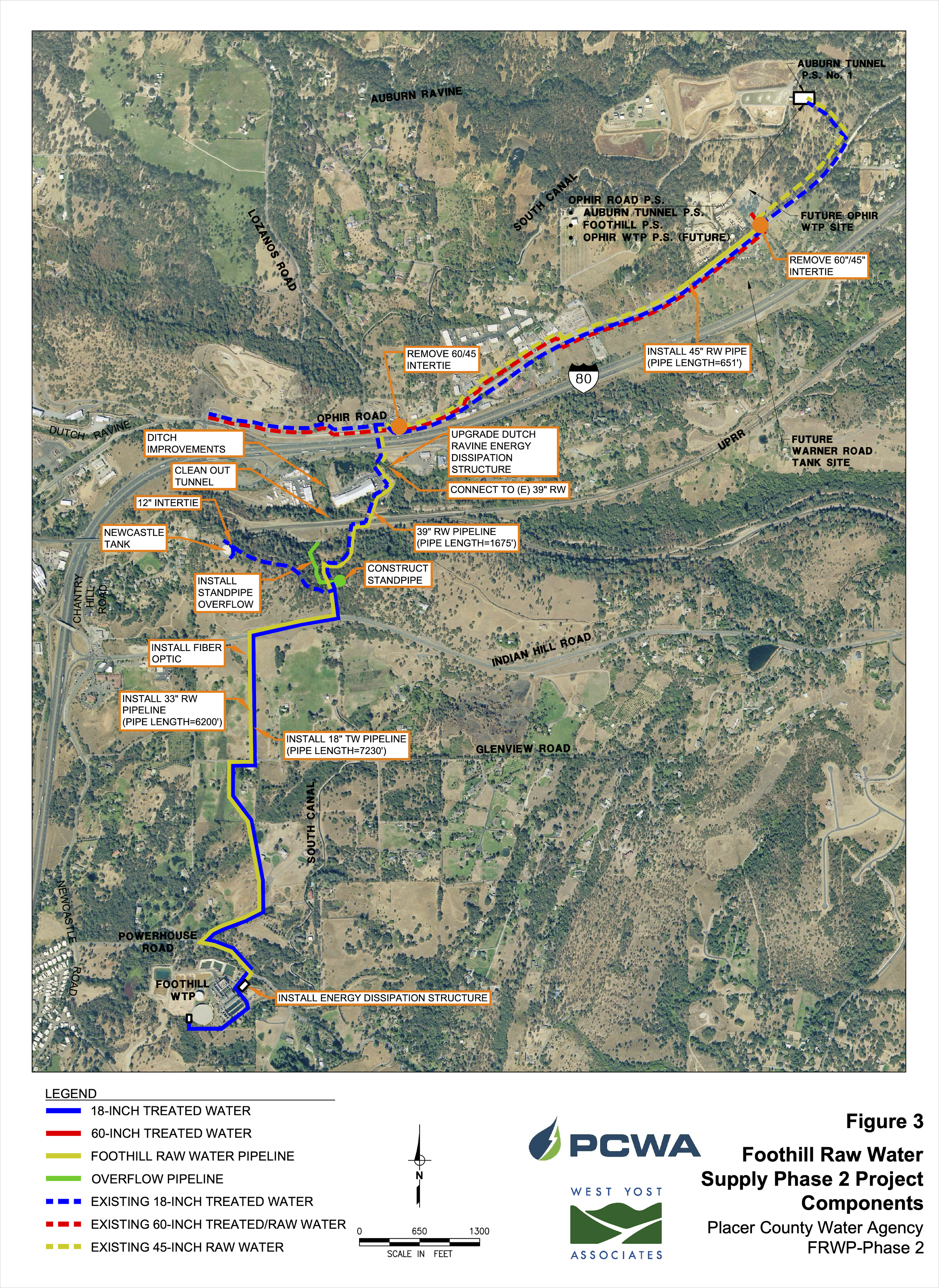 Map Figure of Foothill Raw Water Pipeline Phase 2 Project