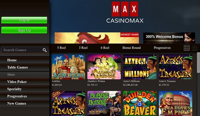 Casino Max Home Screen