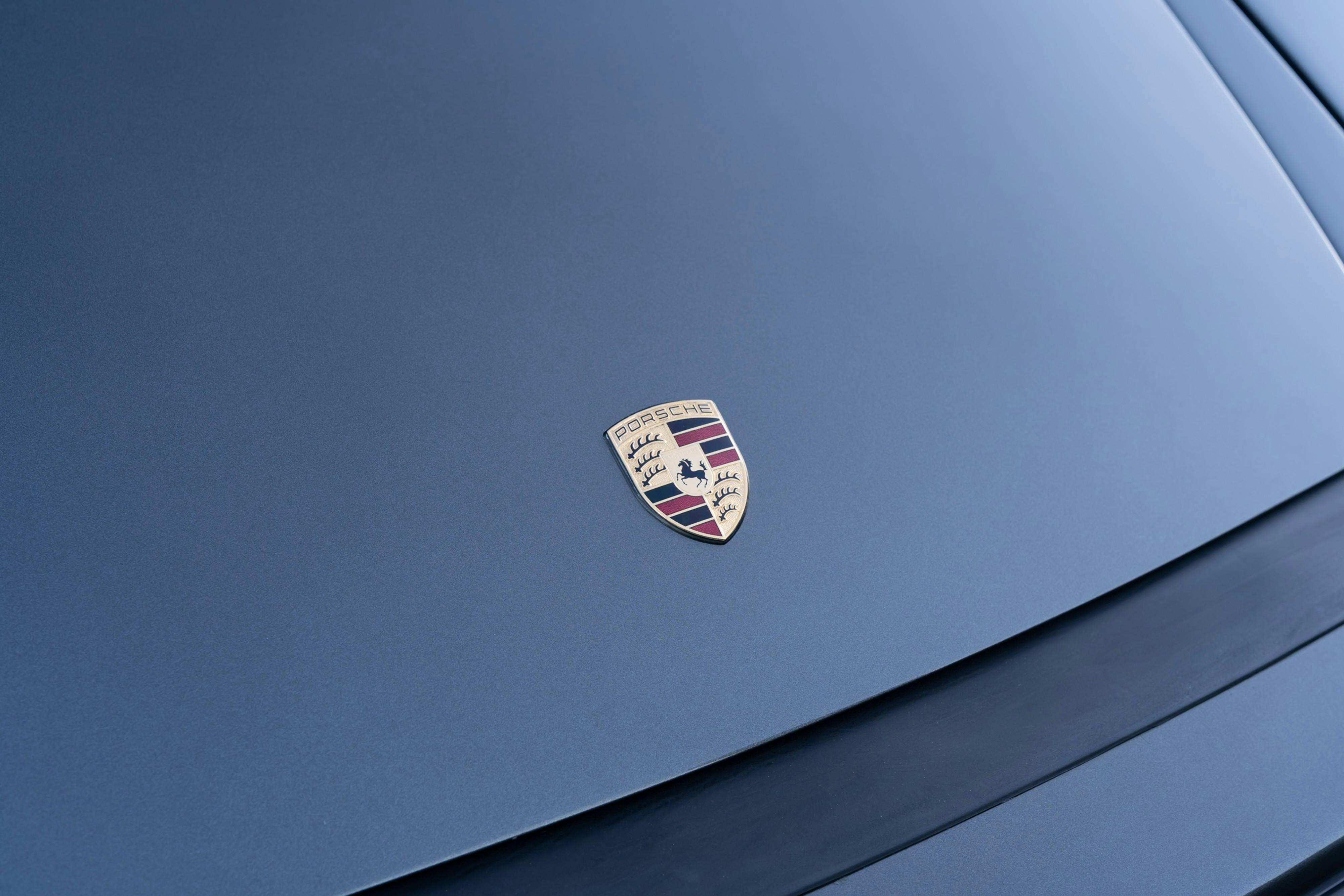 Badging on a 1989 Porsche 911 Turbo M505 Slant Nose.
