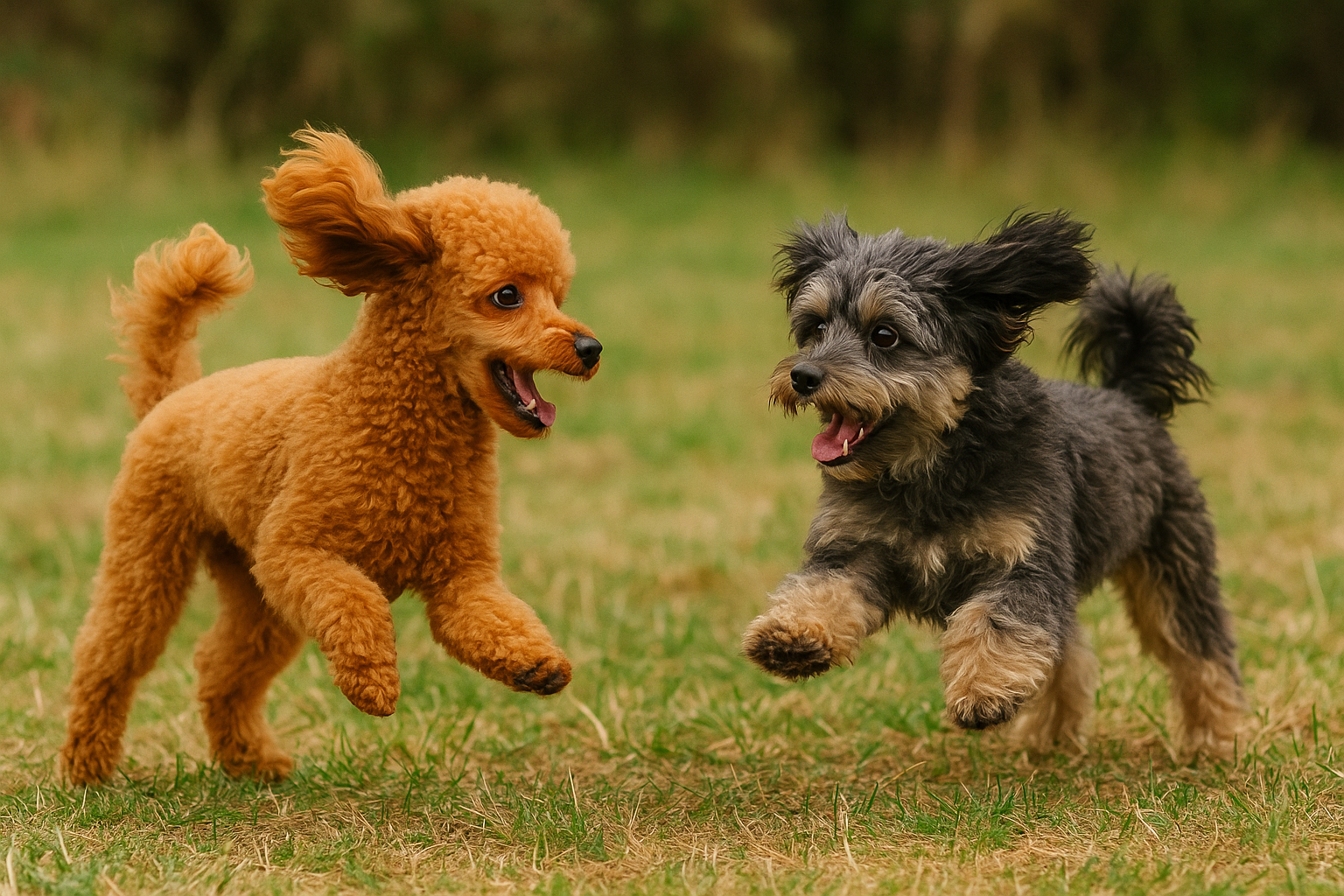 toy poodle and havapoo playing