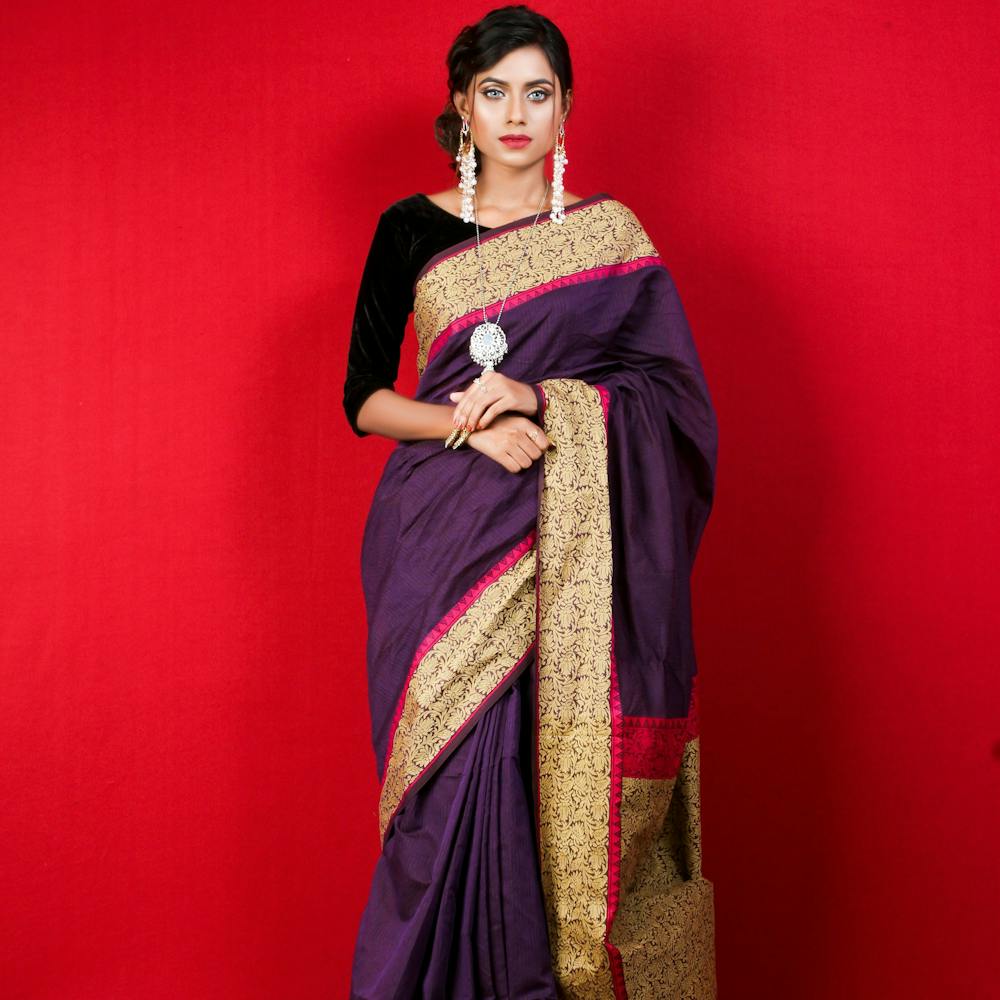 Banarasi Silk Saree - Royal Maroon