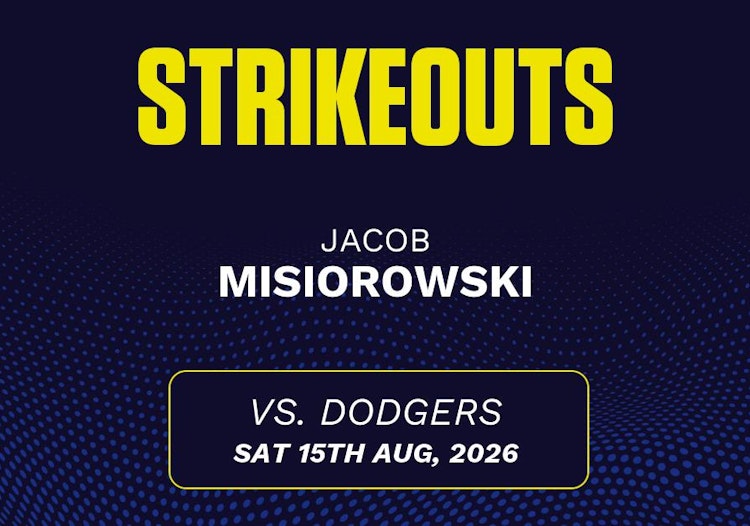 Jacob Misiorowski projected stats for Saturday, August 15, 2026.