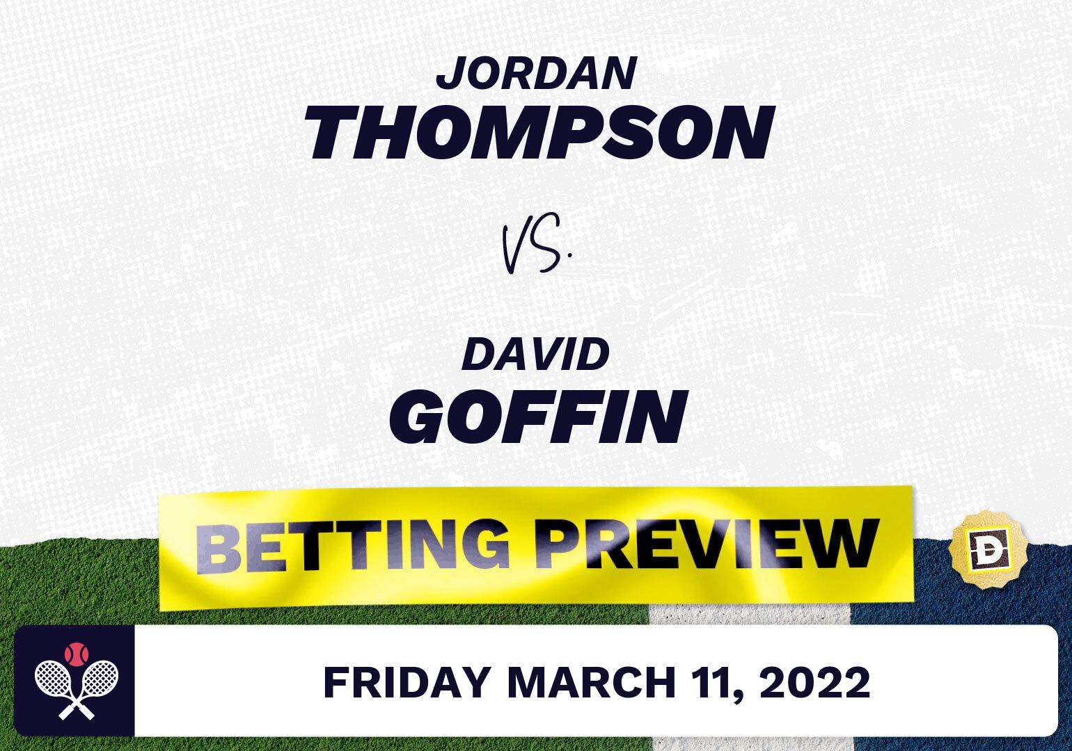 Jordan Thompson vs. David Goffin Predictions - Mar 11, 2022