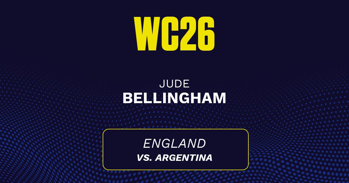 Jude Bellingham's predicted stats vs. Argentina, including anytime goal projection