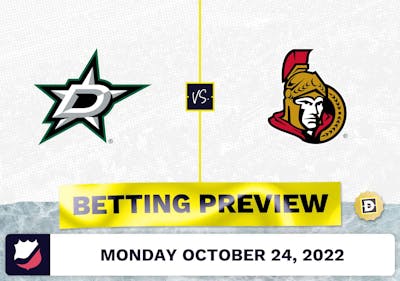 Stars vs. Senators Prediction and Odds - Oct 24, 2022
