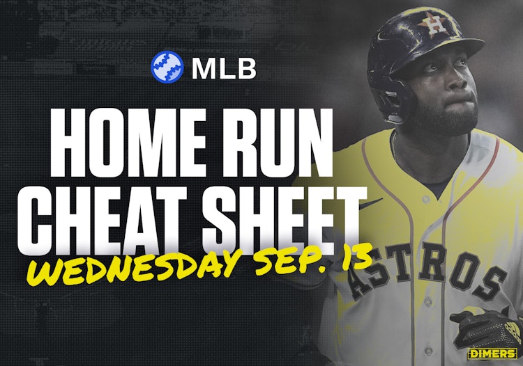 Home Run Cheat Sheet - HR Data, Stats, Matchups and More - Wednesday, September 13