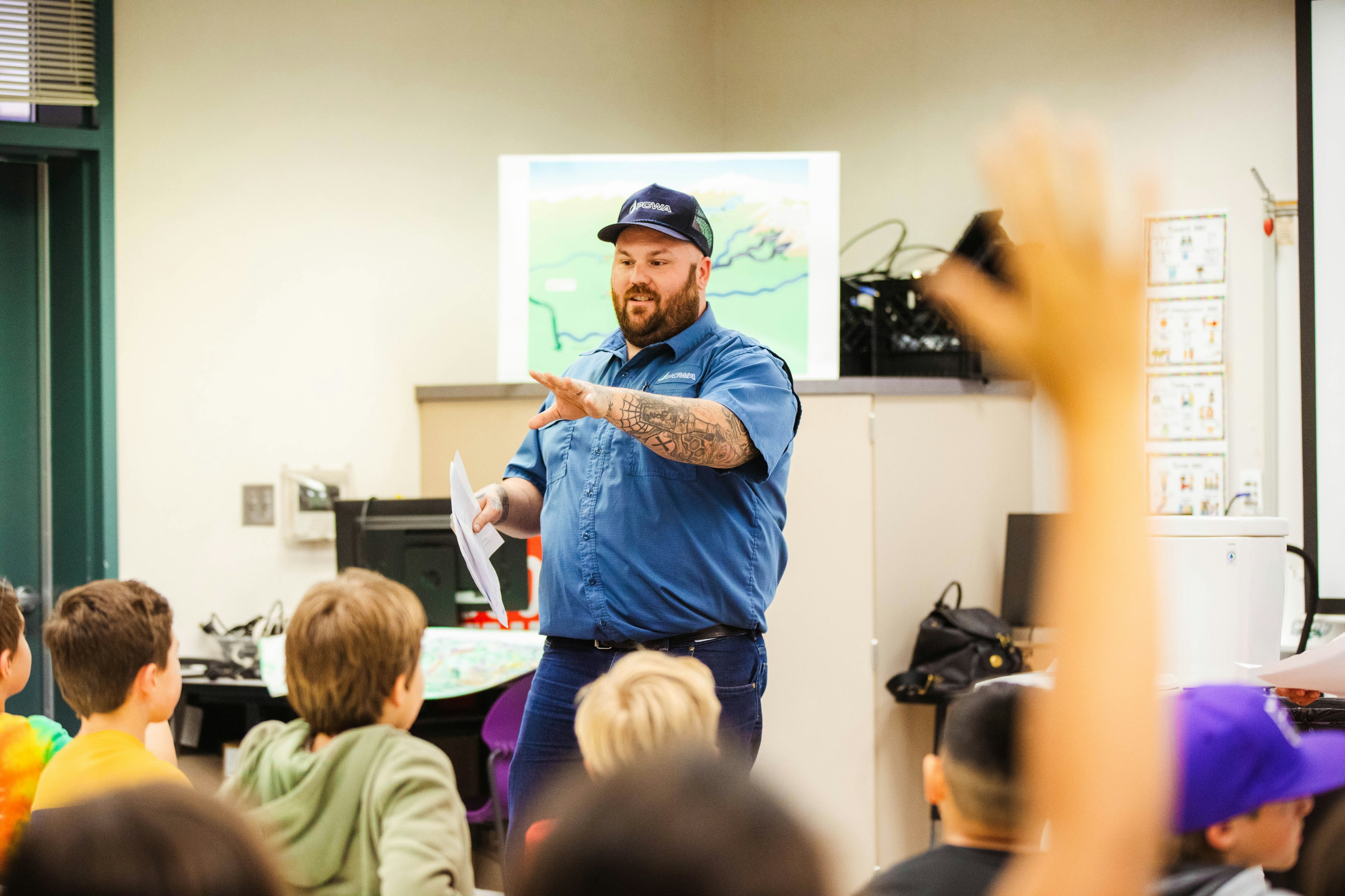 PCWA staff speaking with children in classroom picture 4