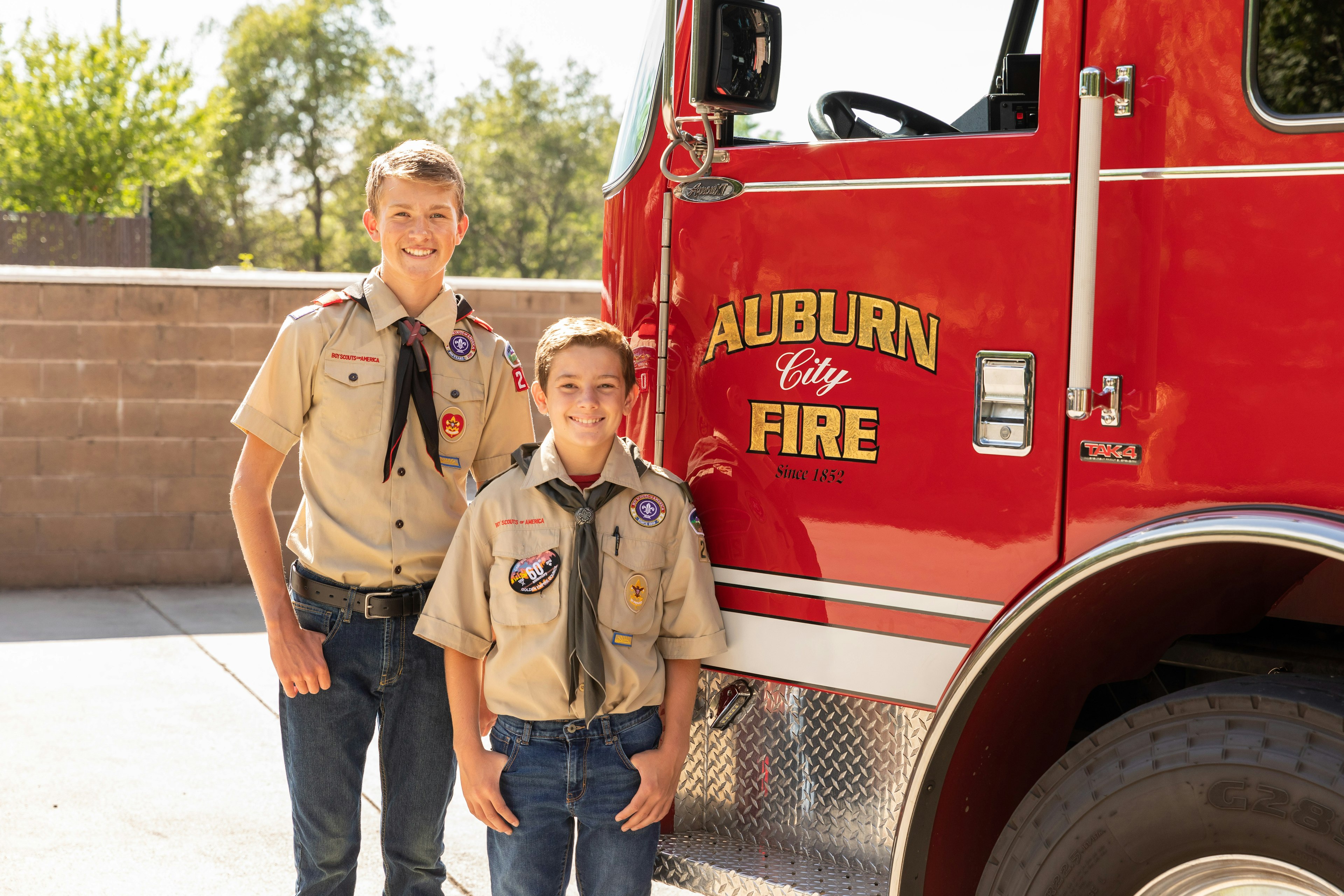 Boys Scouts with Auburn Fire