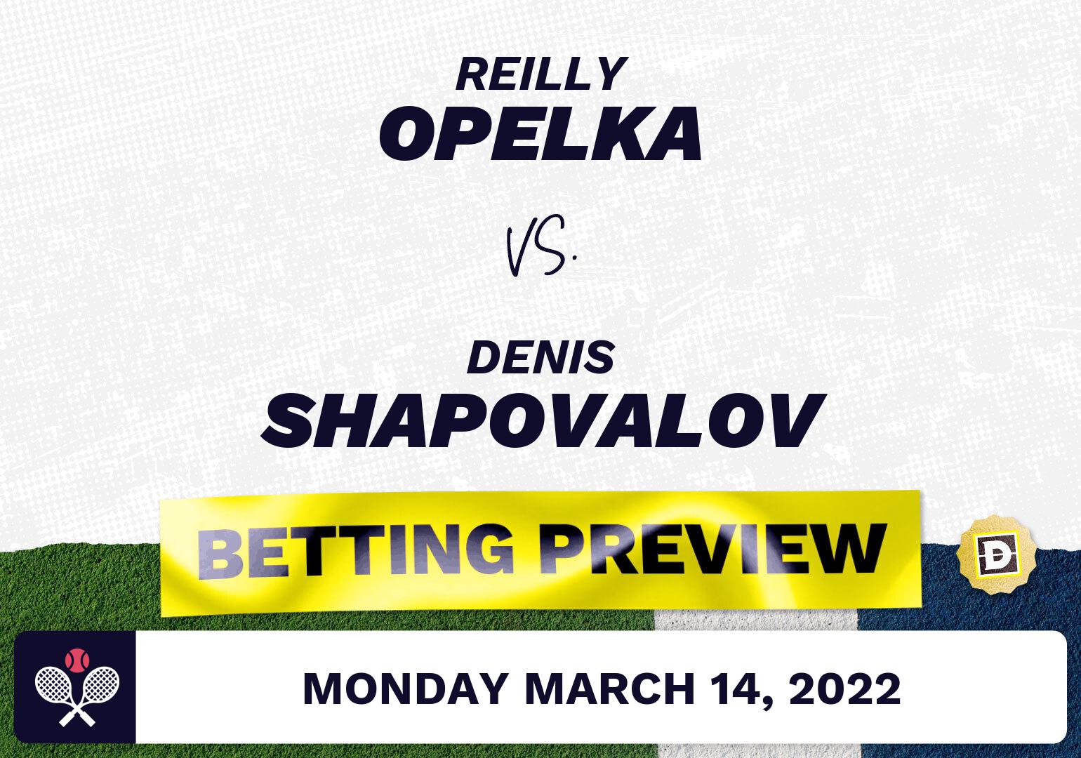 Reilly Opelka vs. Denis Shapovalov Predictions - Mar 14, 2022
