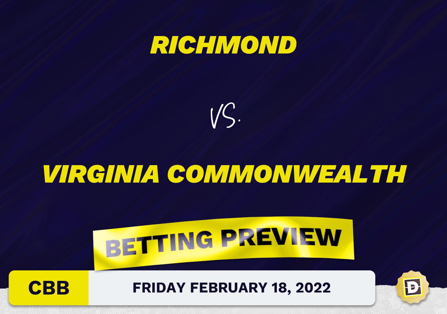 Richmond vs. Virginia Commonwealth CBB Predictions and Odds - Feb 18, 2022