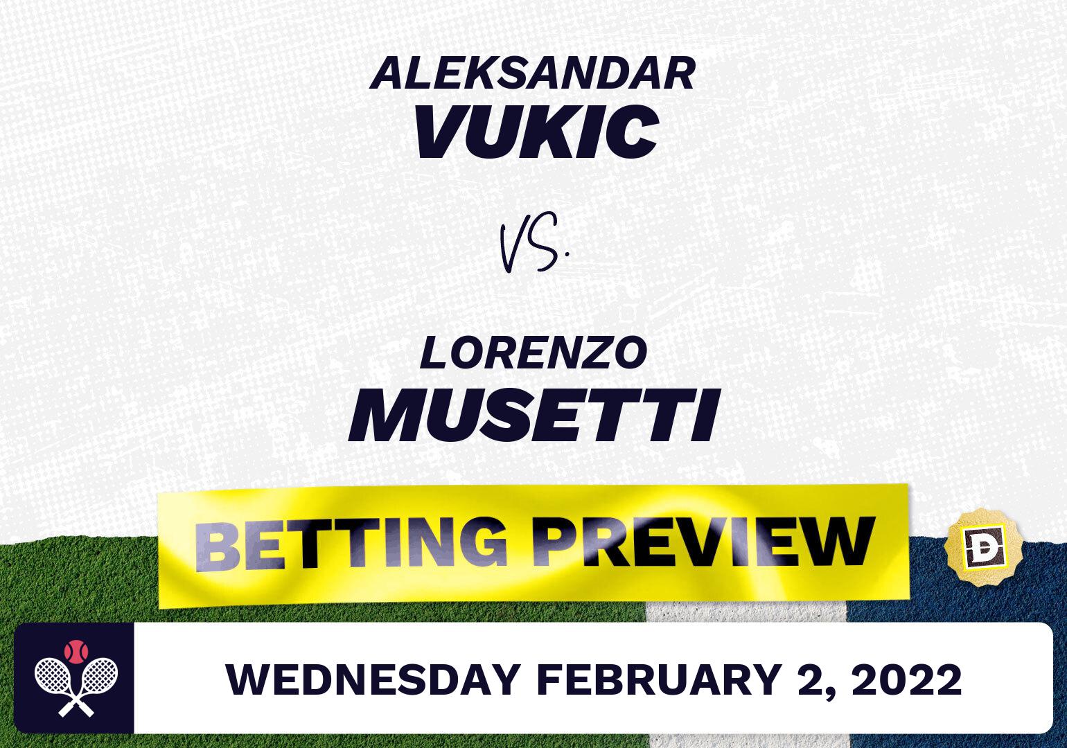 Aleksandar Vukic vs. Lorenzo Musetti Predictions - Feb 2, 2022