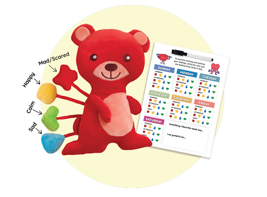 Red Bear Plush & Feelings Journal