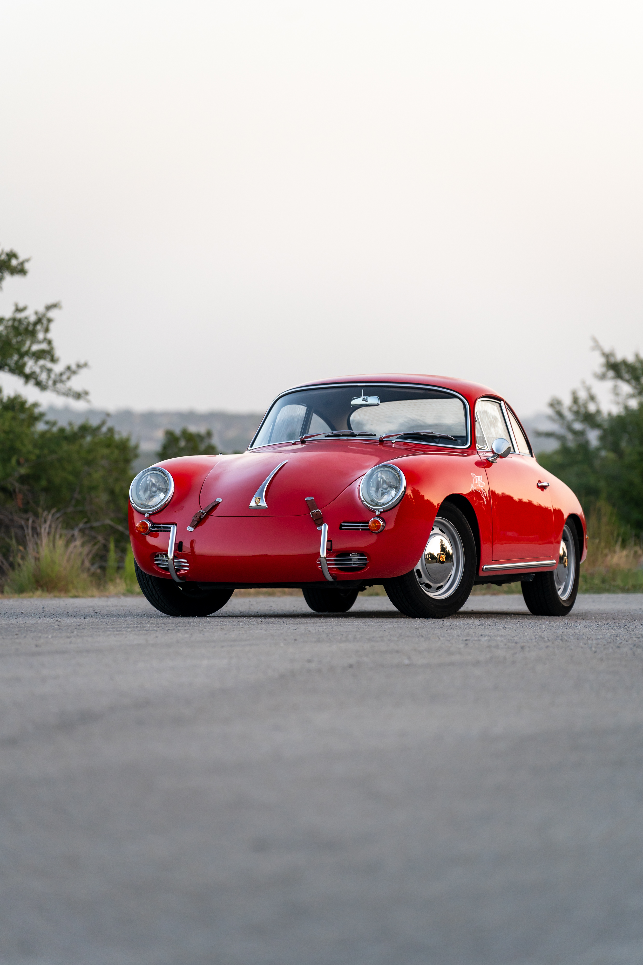 Red on Black 1965 Porsche 356C Coupe shot in Austin, TX.