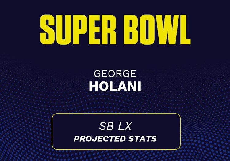 George Holani projected stats for the 2026 Super Bowl.