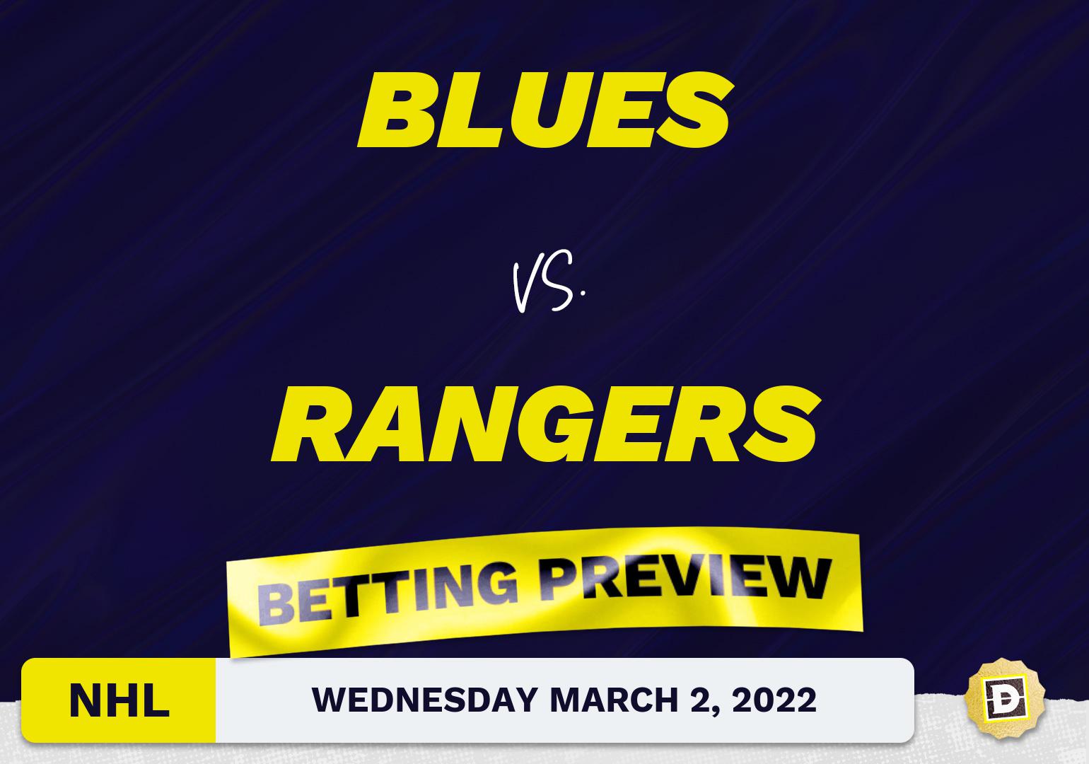 Blues vs. Rangers Predictions and Odds - Mar 2, 2022
