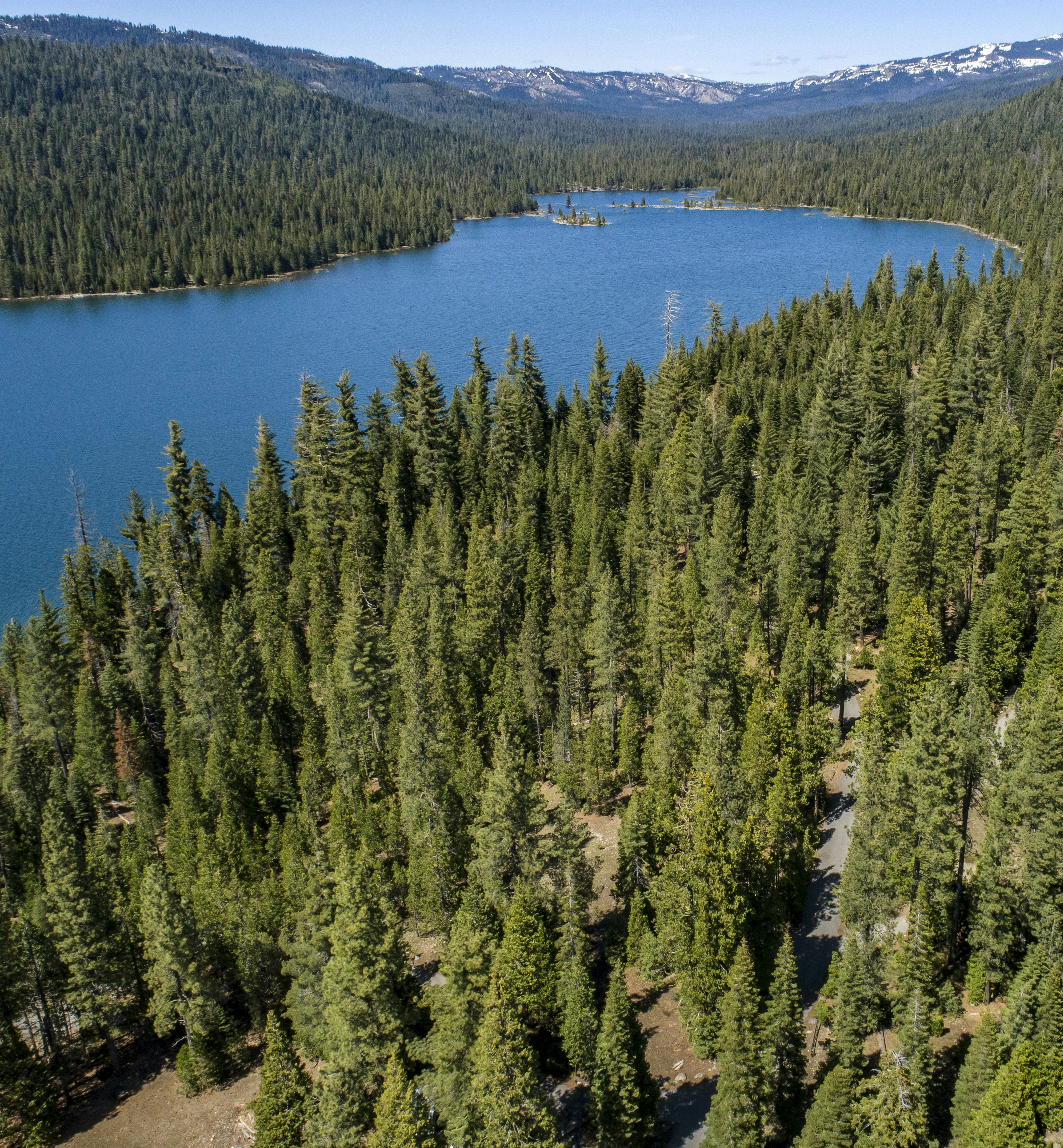 Aerial view of French Meadows Reservoir