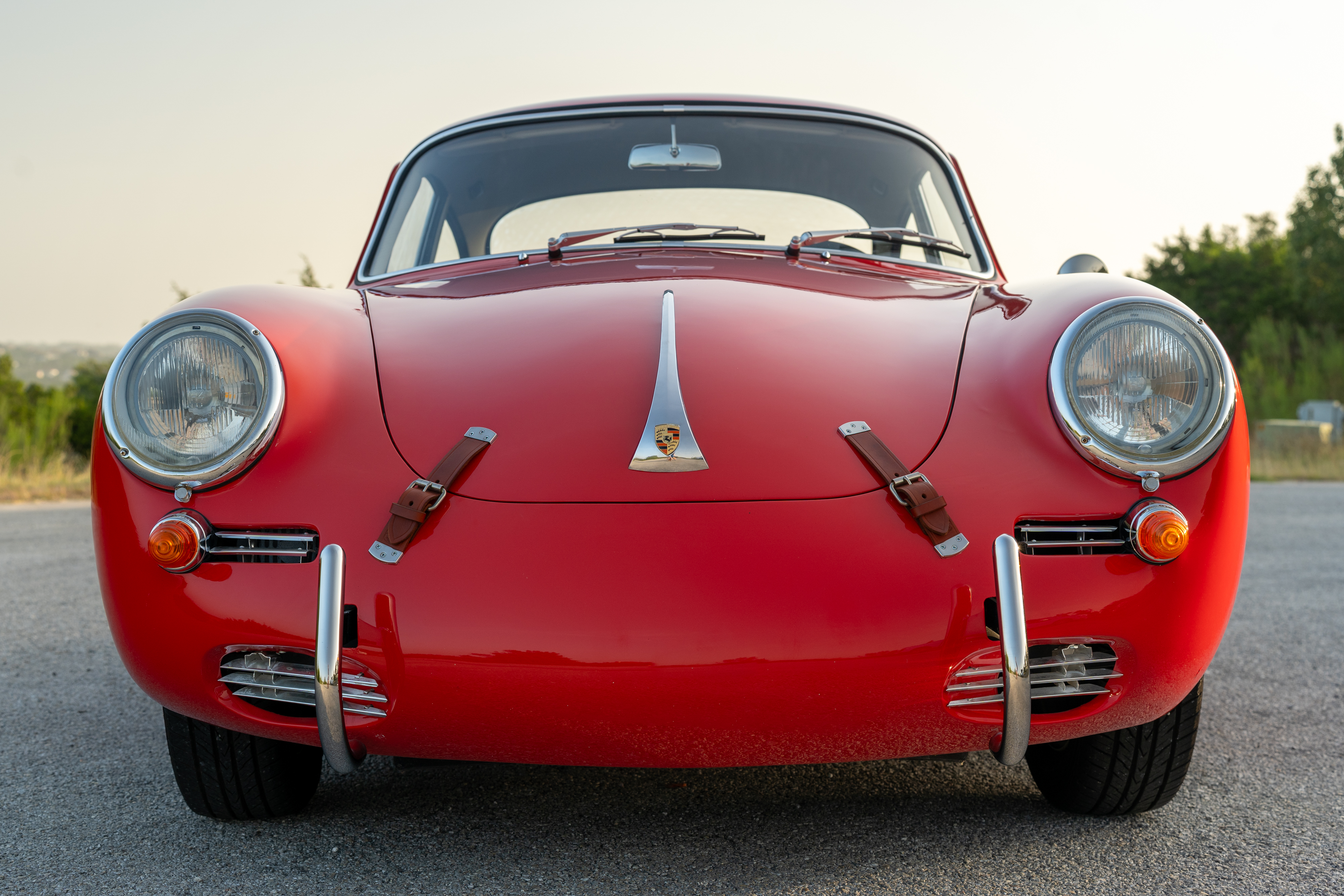 Red on Black 1965 Porsche 356C Coupe shot in Austin, TX.