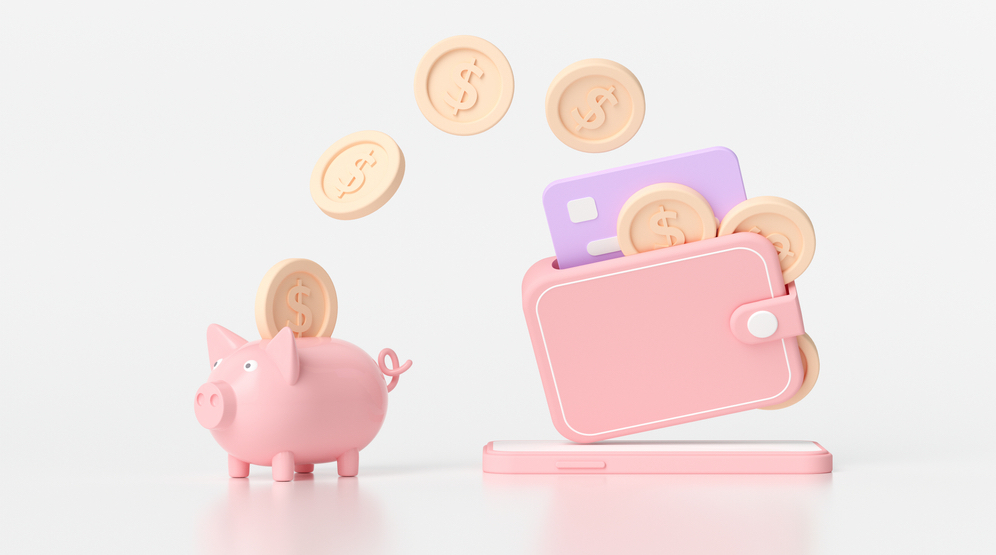 3D illustration of a piggy bank