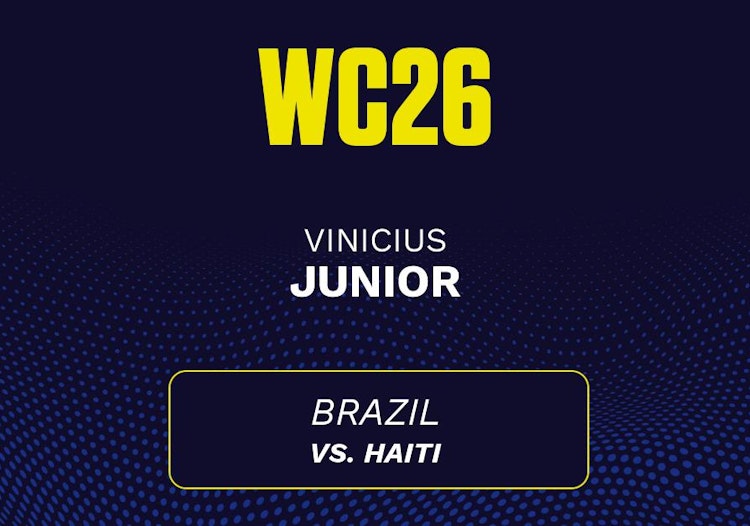 Vinicius Junior projected stats for Saturday, June 20, 2026.