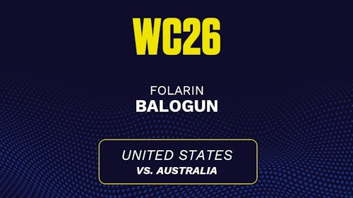 Folarin Balogun's predicted stats vs. Australia, including anytime goal projection
