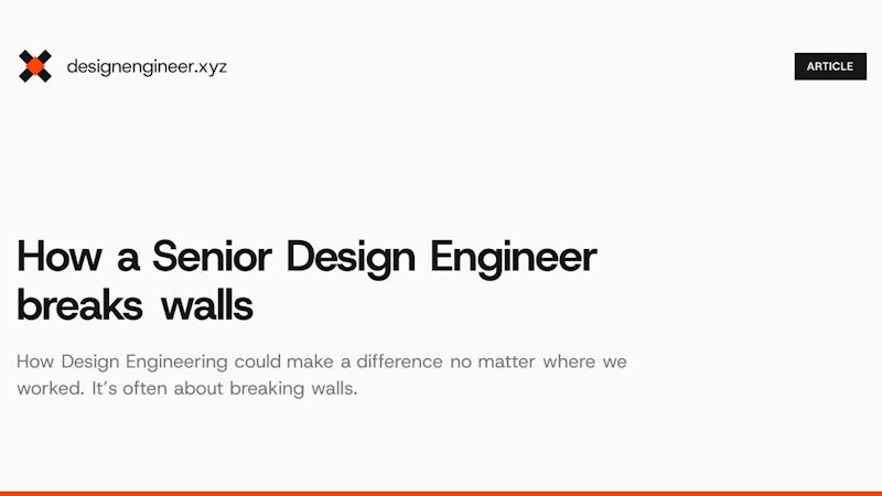 How a Senior Design Engineer breaks walls