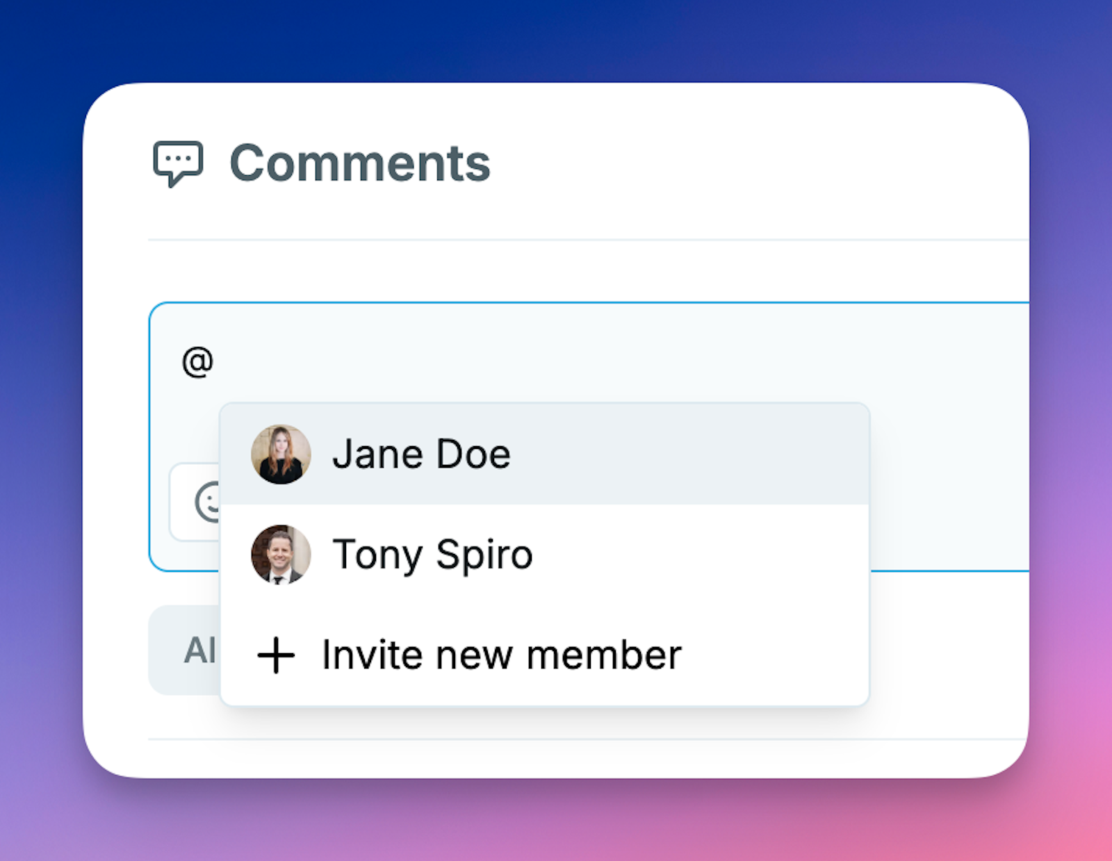 Comments mentions feature