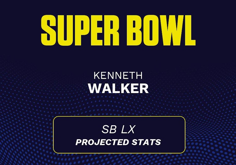 Kenneth Walker projected stats for the 2026 Super Bowl.