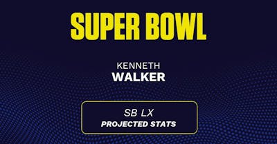 Kenneth Walker Super Bowl LX projections: Rushing yards prediction, touchdown probability vs. Patriots