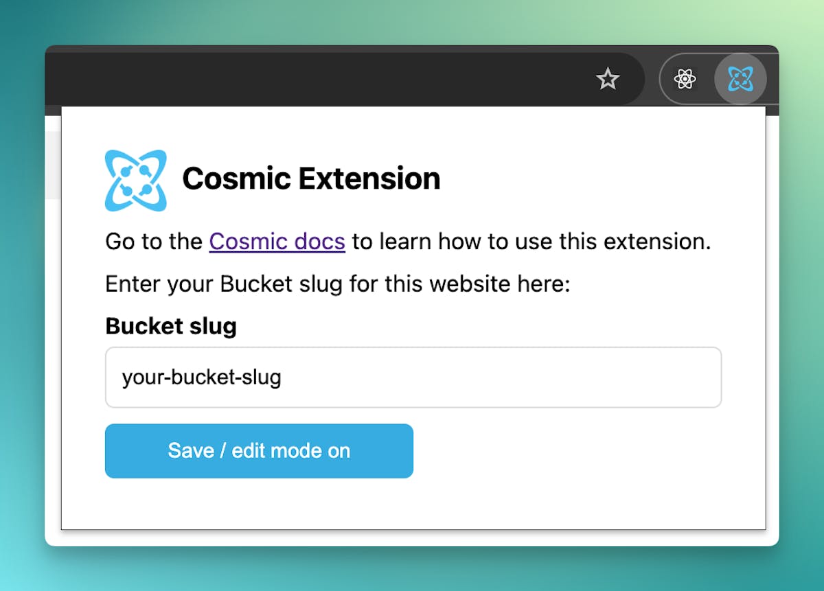 Cosmic Chrome Extension Settings