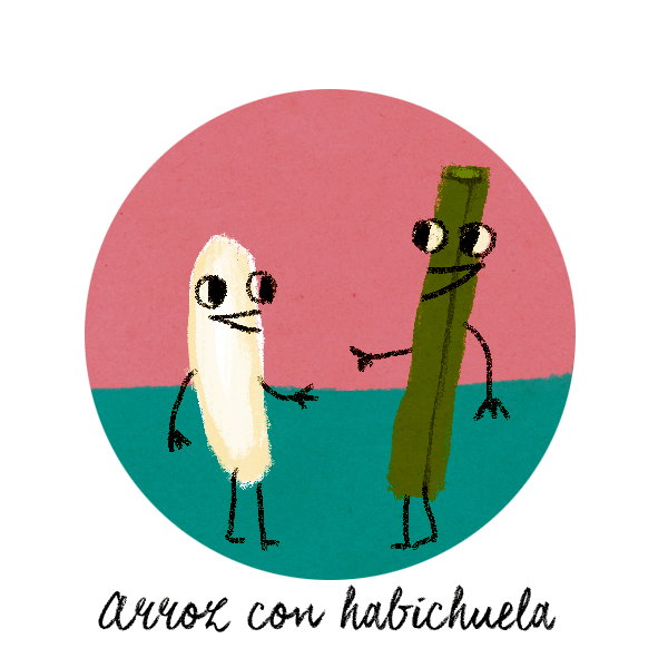 Ilustración de arroz con habichuelas representando la salsa de El Gran Combo